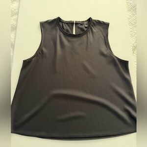 J. Crew Black Sleeveless Ruffle-Trim Shell Top